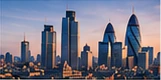 London’s financial district at sunset